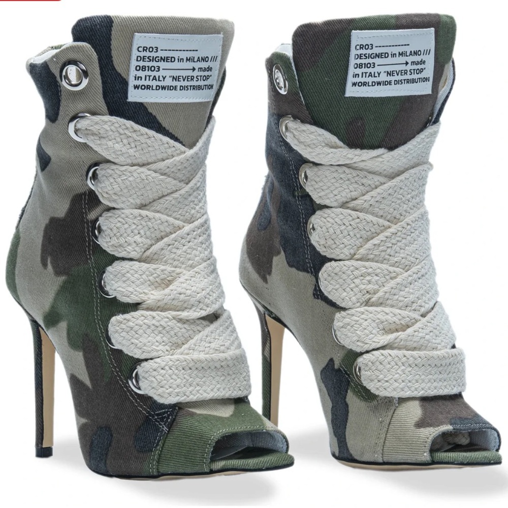 CRISTIANZEROTRE RUSH BOLD - Camouflage Peep-toe Heeled Bootie